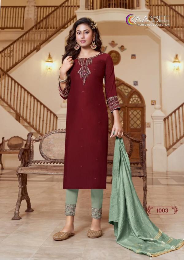 Kaasbee Shanvi Trending Wear Chinon Designer Readymade Collection